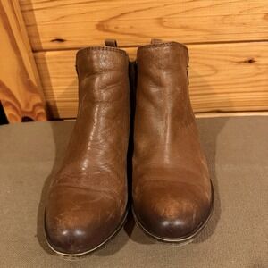 Lucky Brand Womens Size 8.5M Brown Leather Zip Ankle Fashion Boots Bootie